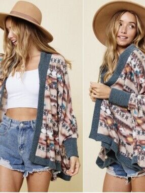 Last 2! Beautiful Aztec Design Ultra Soft Cardigan